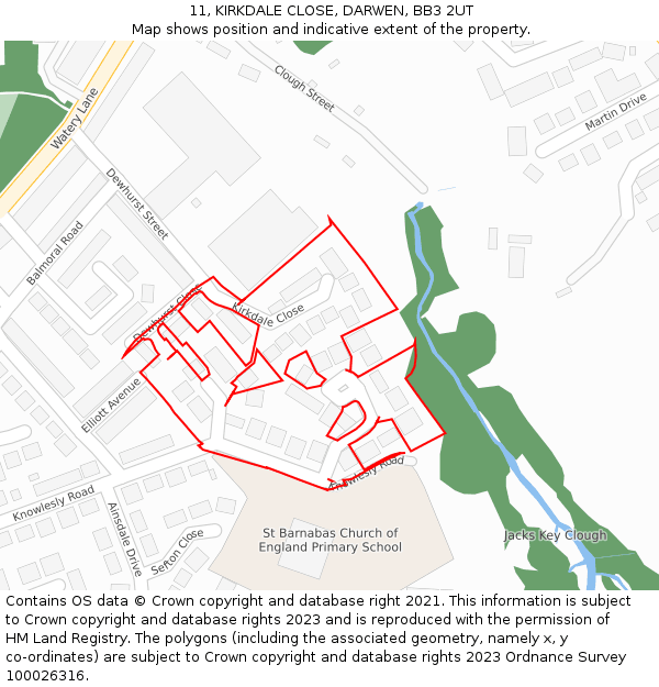 11, KIRKDALE CLOSE, DARWEN, BB3 2UT: Location map and indicative extent of plot