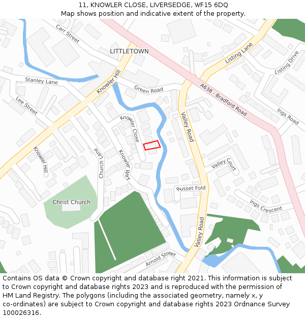 11, KNOWLER CLOSE, LIVERSEDGE, WF15 6DQ: Location map and indicative extent of plot