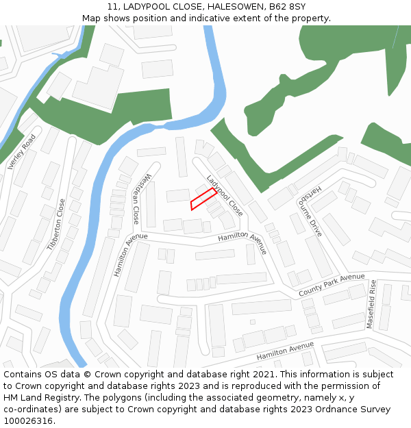 11, LADYPOOL CLOSE, HALESOWEN, B62 8SY: Location map and indicative extent of plot