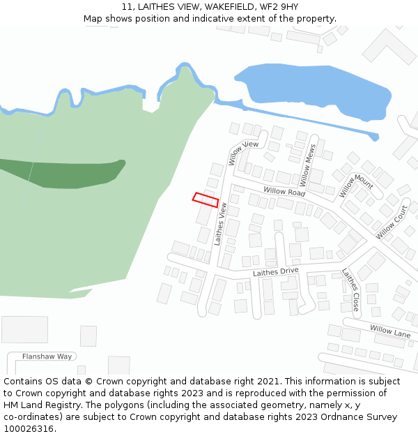 11, LAITHES VIEW, WAKEFIELD, WF2 9HY: Location map and indicative extent of plot