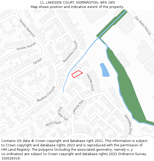 11, LAKESIDE COURT, NORMANTON, WF6 1WS: Location map and indicative extent of plot