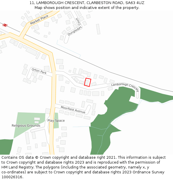 11, LAMBOROUGH CRESCENT, CLARBESTON ROAD, SA63 4UZ: Location map and indicative extent of plot