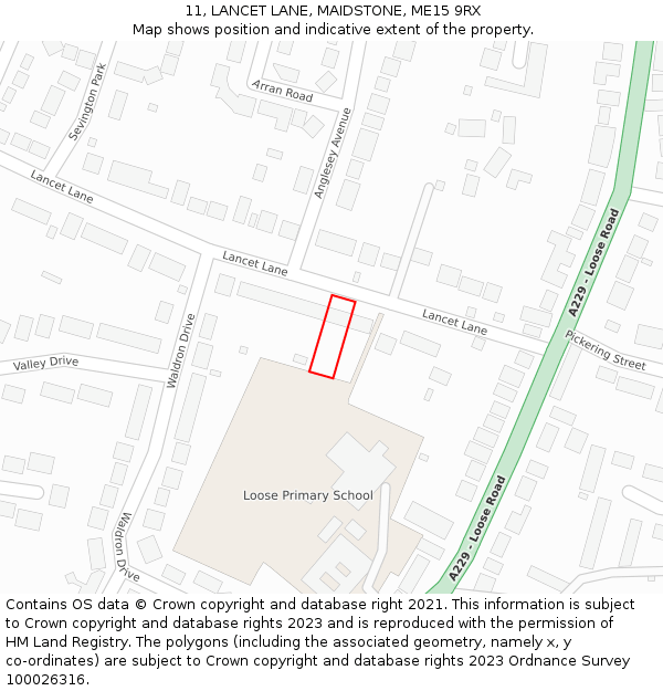 11, LANCET LANE, MAIDSTONE, ME15 9RX: Location map and indicative extent of plot