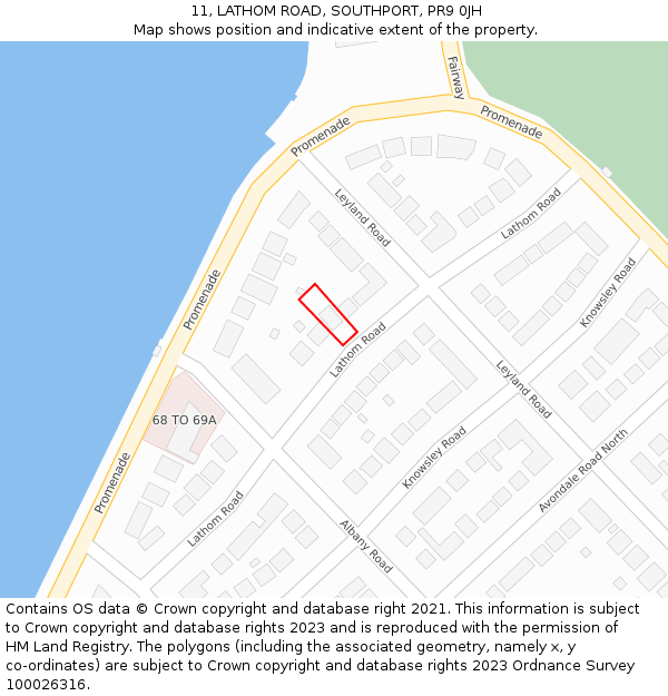 11, LATHOM ROAD, SOUTHPORT, PR9 0JH: Location map and indicative extent of plot