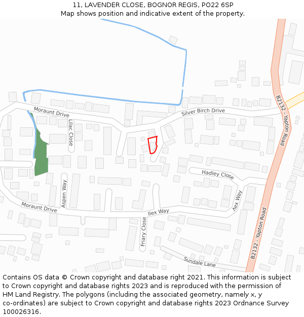 11, LAVENDER CLOSE, BOGNOR REGIS, PO22 6SP: Location map and indicative extent of plot