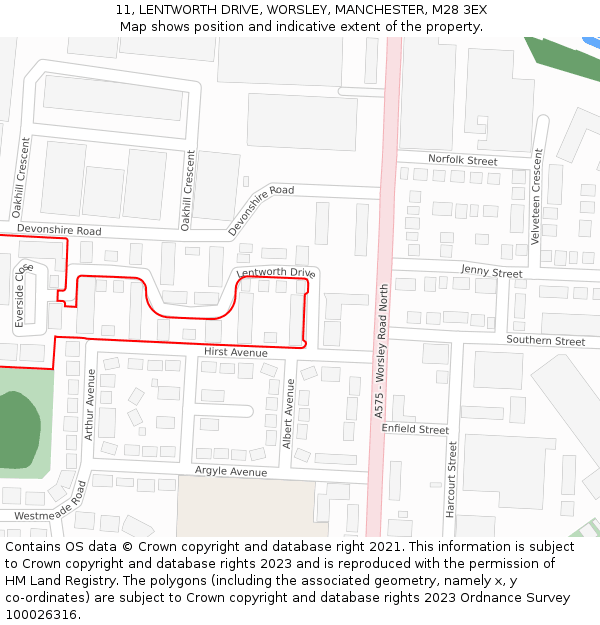 11, LENTWORTH DRIVE, WORSLEY, MANCHESTER, M28 3EX: Location map and indicative extent of plot