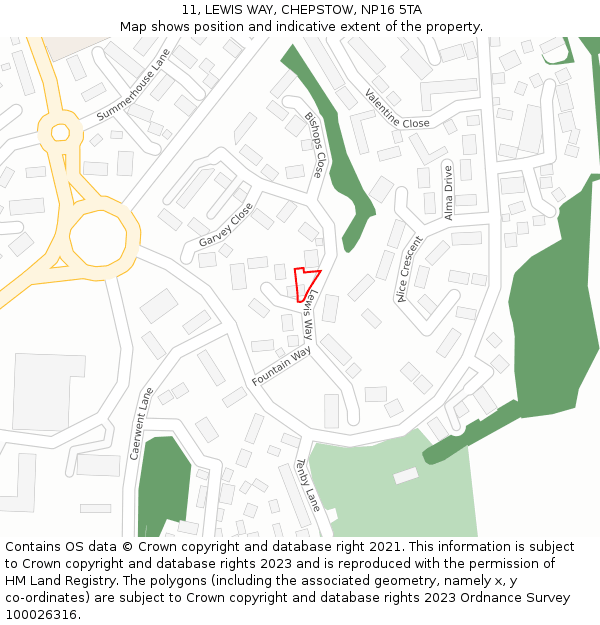 11, LEWIS WAY, CHEPSTOW, NP16 5TA: Location map and indicative extent of plot