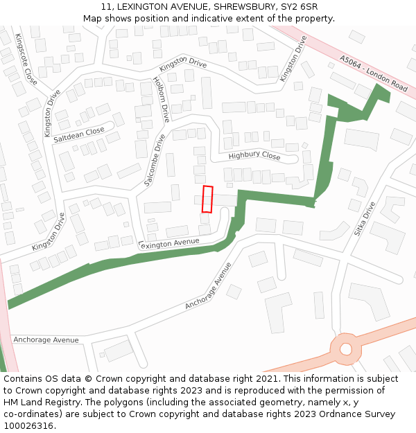 11, LEXINGTON AVENUE, SHREWSBURY, SY2 6SR: Location map and indicative extent of plot