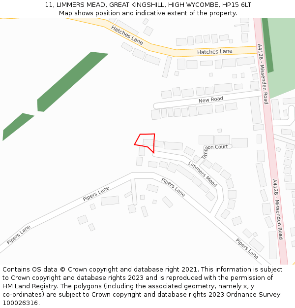 11, LIMMERS MEAD, GREAT KINGSHILL, HIGH WYCOMBE, HP15 6LT: Location map and indicative extent of plot