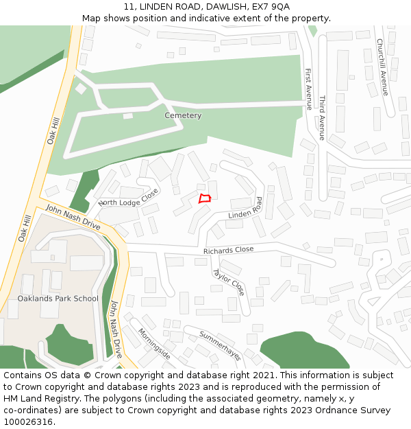 11, LINDEN ROAD, DAWLISH, EX7 9QA: Location map and indicative extent of plot