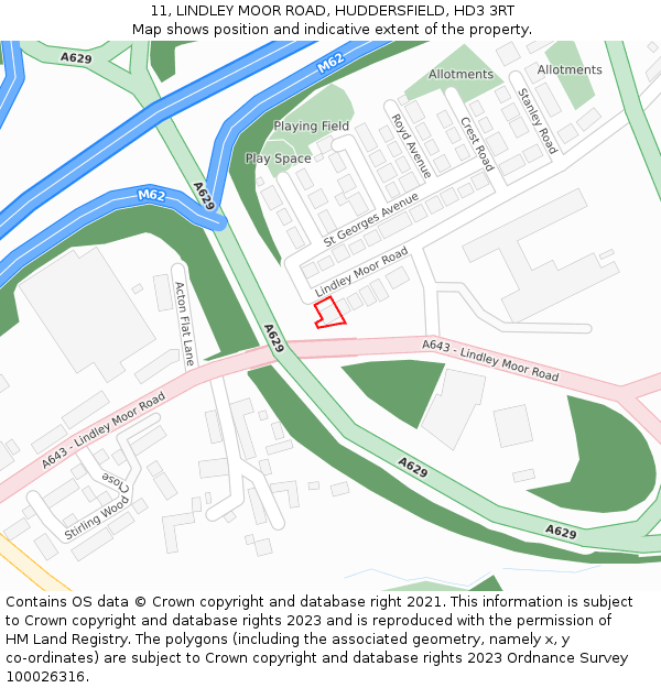 11, LINDLEY MOOR ROAD, HUDDERSFIELD, HD3 3RT: Location map and indicative extent of plot