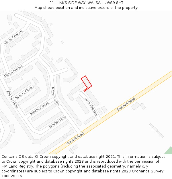 11, LINKS SIDE WAY, WALSALL, WS9 8HT: Location map and indicative extent of plot