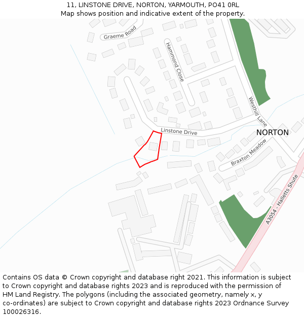11, LINSTONE DRIVE, NORTON, YARMOUTH, PO41 0RL: Location map and indicative extent of plot
