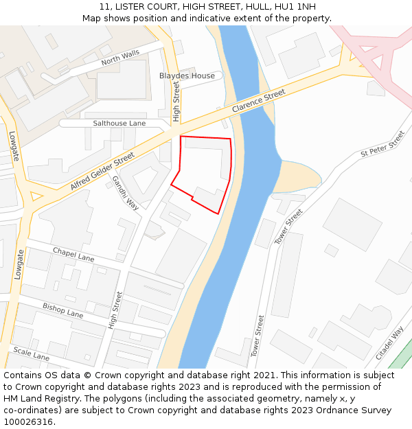 11, LISTER COURT, HIGH STREET, HULL, HU1 1NH: Location map and indicative extent of plot