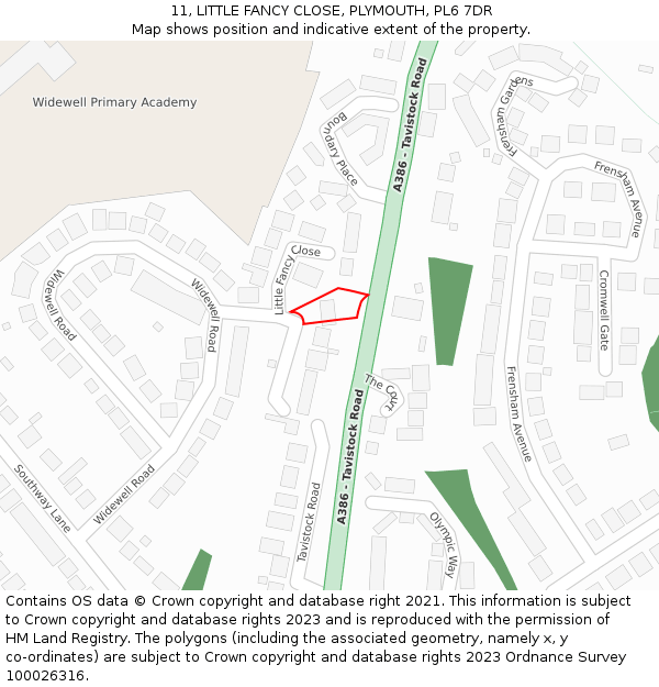 11, LITTLE FANCY CLOSE, PLYMOUTH, PL6 7DR: Location map and indicative extent of plot