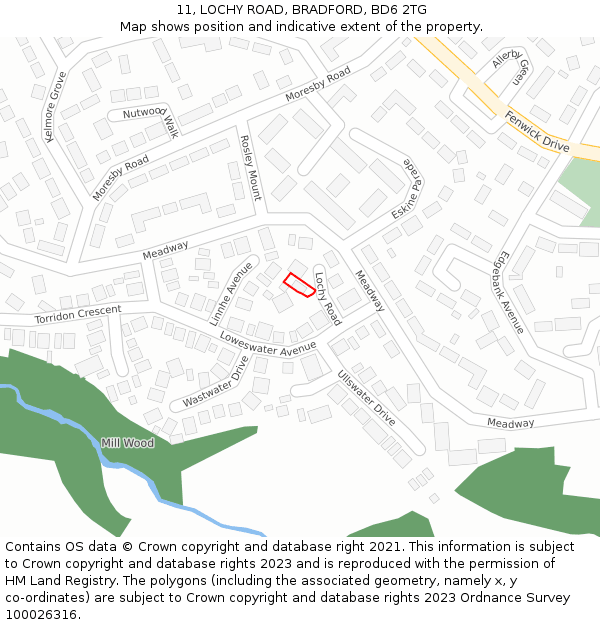 11, LOCHY ROAD, BRADFORD, BD6 2TG: Location map and indicative extent of plot