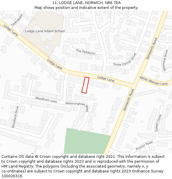 11, LODGE LANE, NORWICH, NR6 7EA: Location map and indicative extent of plot