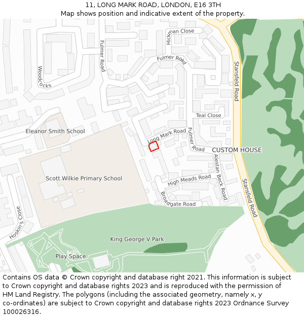 11, LONG MARK ROAD, LONDON, E16 3TH: Location map and indicative extent of plot