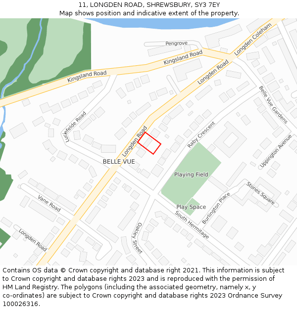 11, LONGDEN ROAD, SHREWSBURY, SY3 7EY: Location map and indicative extent of plot