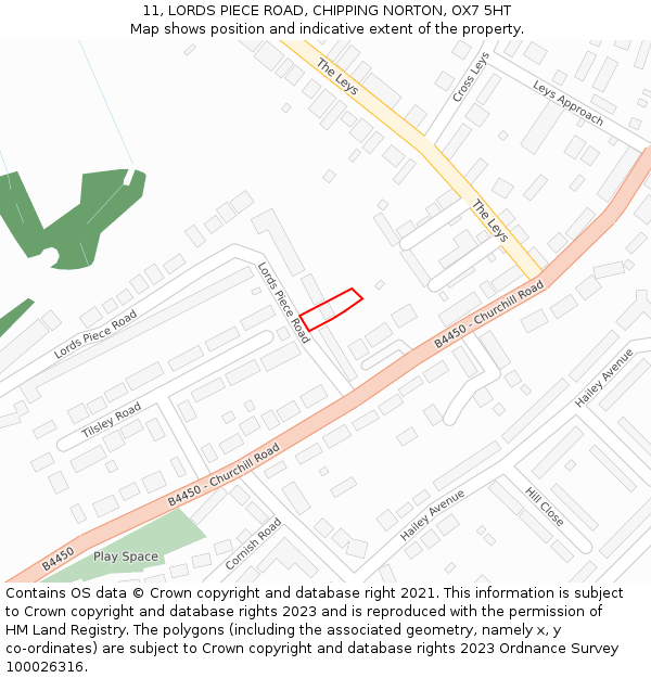 11, LORDS PIECE ROAD, CHIPPING NORTON, OX7 5HT: Location map and indicative extent of plot