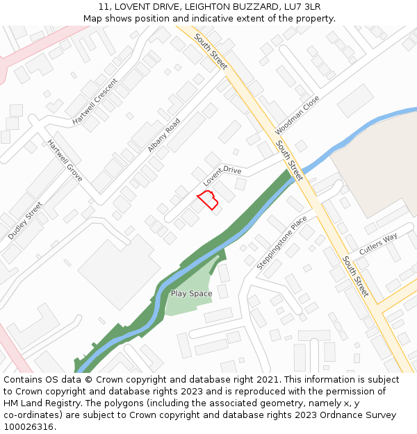 11, LOVENT DRIVE, LEIGHTON BUZZARD, LU7 3LR: Location map and indicative extent of plot