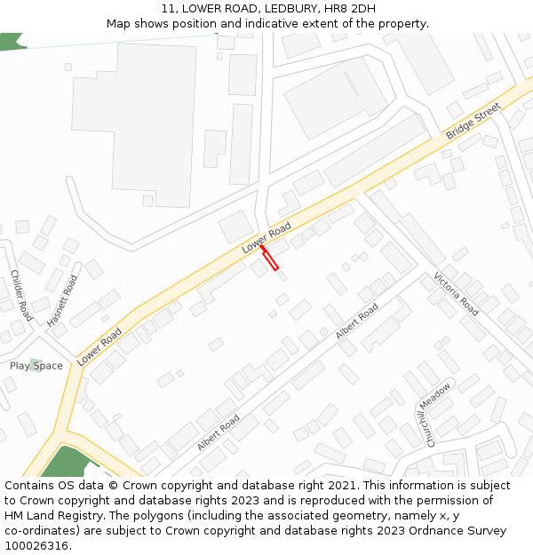 11, LOWER ROAD, LEDBURY, HR8 2DH: Location map and indicative extent of plot