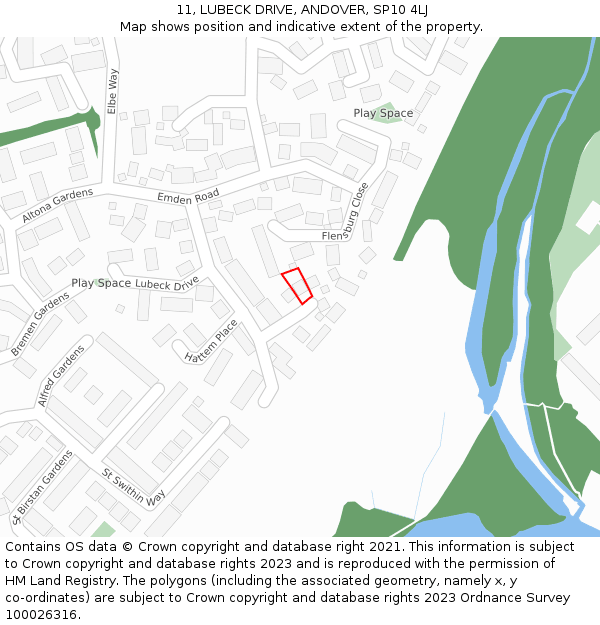 11, LUBECK DRIVE, ANDOVER, SP10 4LJ: Location map and indicative extent of plot