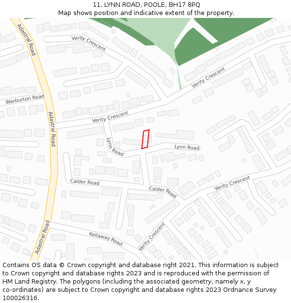 11, LYNN ROAD, POOLE, BH17 8PQ: Location map and indicative extent of plot