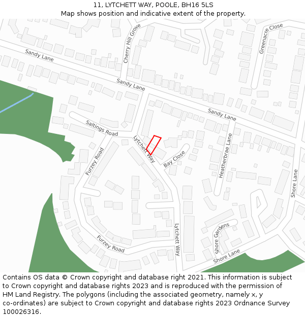 11, LYTCHETT WAY, POOLE, BH16 5LS: Location map and indicative extent of plot