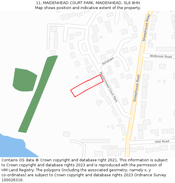 11, MAIDENHEAD COURT PARK, MAIDENHEAD, SL6 8HN: Location map and indicative extent of plot