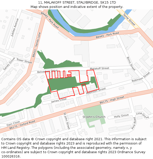 11, MALAKOFF STREET, STALYBRIDGE, SK15 1TD: Location map and indicative extent of plot