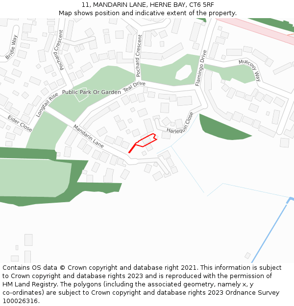 11, MANDARIN LANE, HERNE BAY, CT6 5RF: Location map and indicative extent of plot