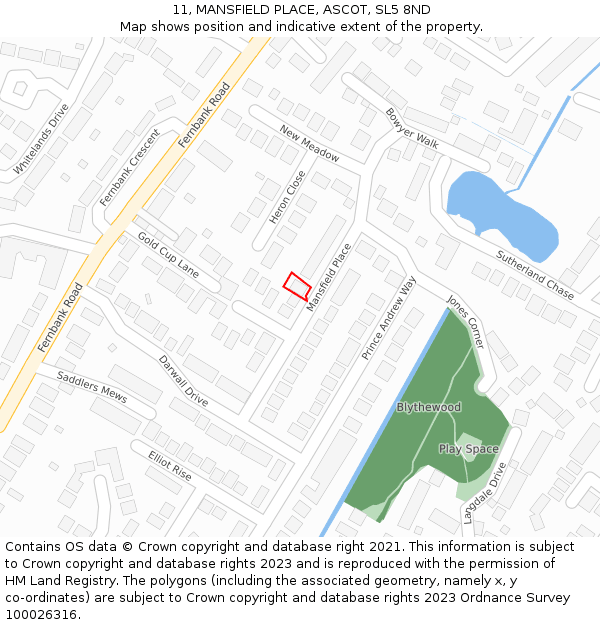 11, MANSFIELD PLACE, ASCOT, SL5 8ND: Location map and indicative extent of plot