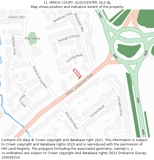 11, MAPLE COURT, GLOUCESTER, GL2 0JL: Location map and indicative extent of plot