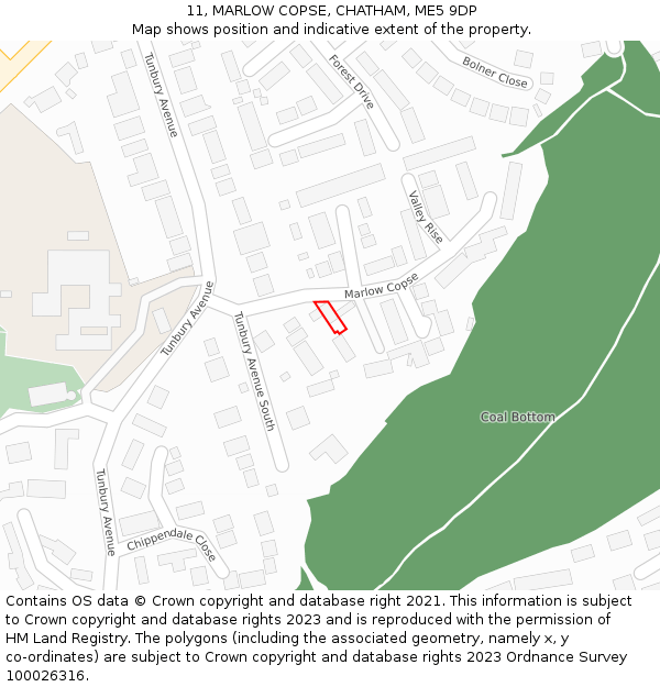11, MARLOW COPSE, CHATHAM, ME5 9DP: Location map and indicative extent of plot