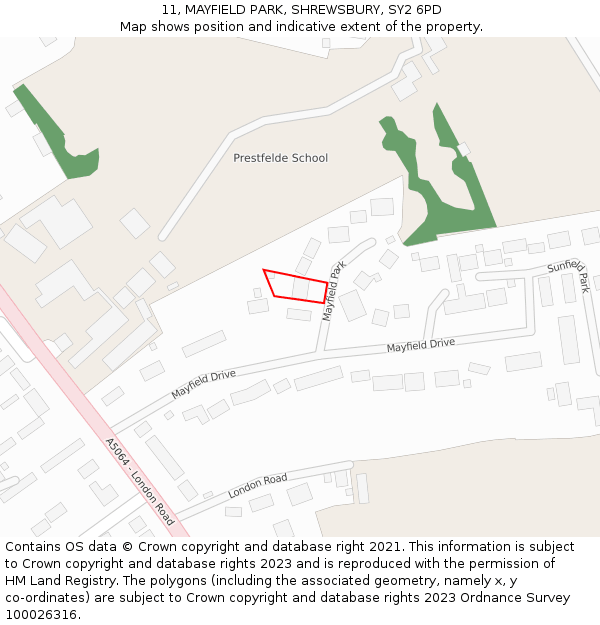 11, MAYFIELD PARK, SHREWSBURY, SY2 6PD: Location map and indicative extent of plot