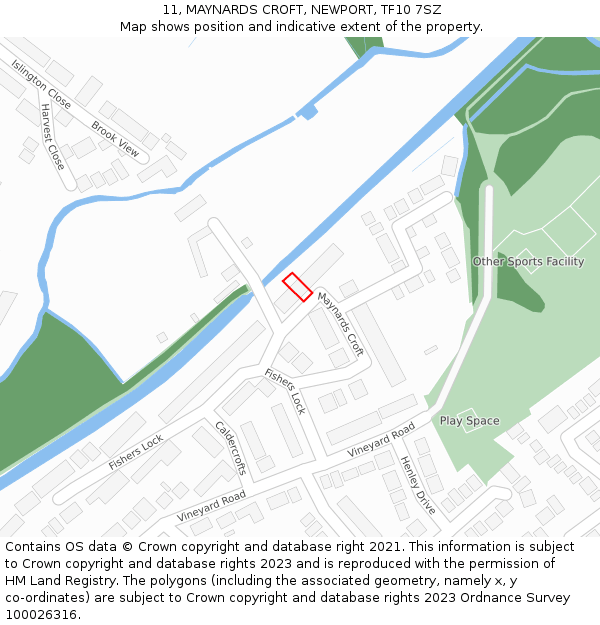 11, MAYNARDS CROFT, NEWPORT, TF10 7SZ: Location map and indicative extent of plot