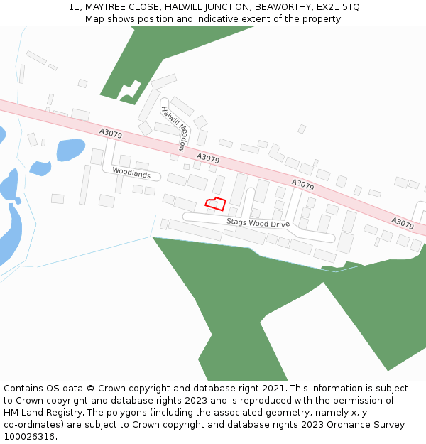 11, MAYTREE CLOSE, HALWILL JUNCTION, BEAWORTHY, EX21 5TQ: Location map and indicative extent of plot