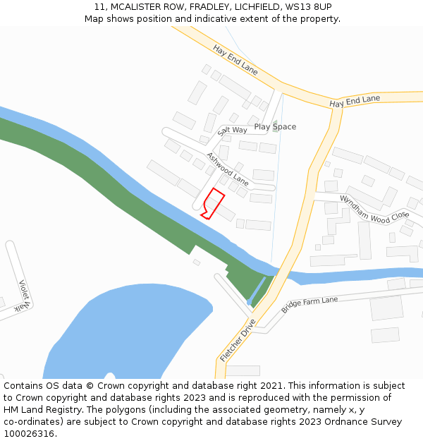 11, MCALISTER ROW, FRADLEY, LICHFIELD, WS13 8UP: Location map and indicative extent of plot