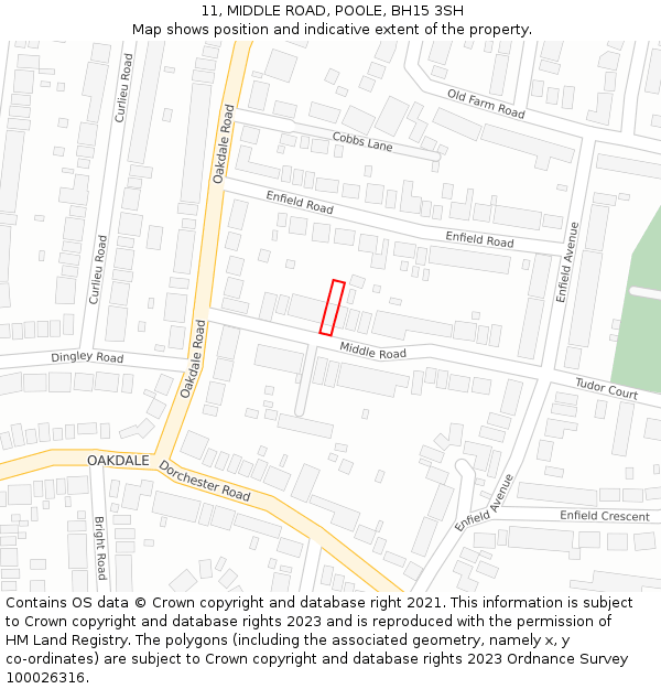 11, MIDDLE ROAD, POOLE, BH15 3SH: Location map and indicative extent of plot