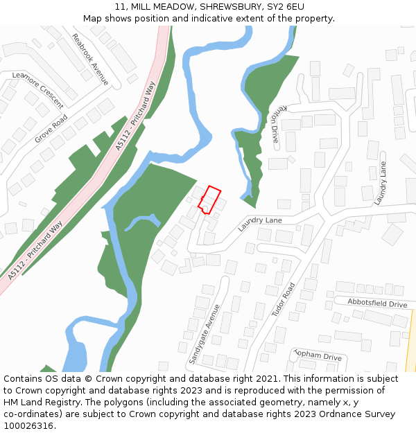 11, MILL MEADOW, SHREWSBURY, SY2 6EU: Location map and indicative extent of plot