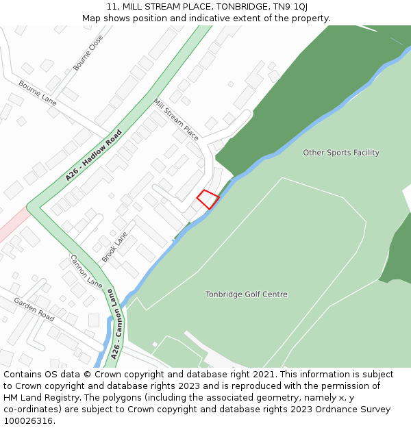 11, MILL STREAM PLACE, TONBRIDGE, TN9 1QJ: Location map and indicative extent of plot