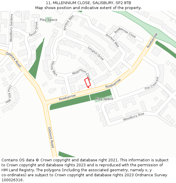 11, MILLENNIUM CLOSE, SALISBURY, SP2 8TB: Location map and indicative extent of plot