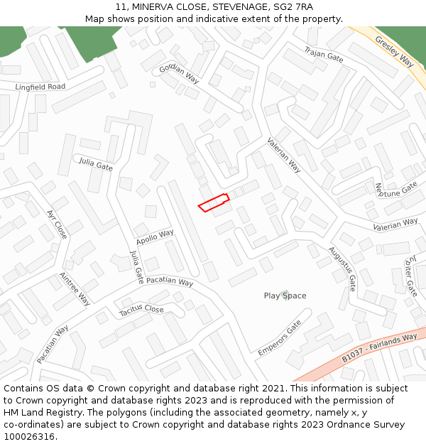 11, MINERVA CLOSE, STEVENAGE, SG2 7RA: Location map and indicative extent of plot