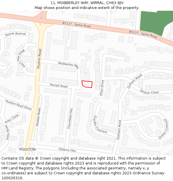 11, MOBBERLEY WAY, WIRRAL, CH63 9JN: Location map and indicative extent of plot