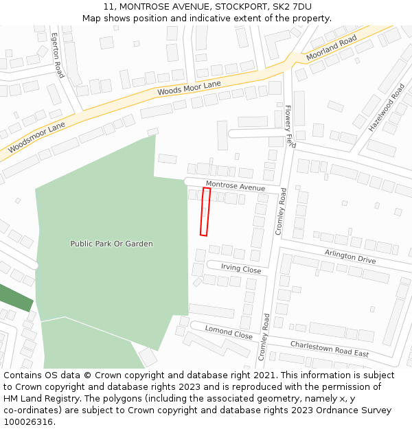 11, MONTROSE AVENUE, STOCKPORT, SK2 7DU: Location map and indicative extent of plot