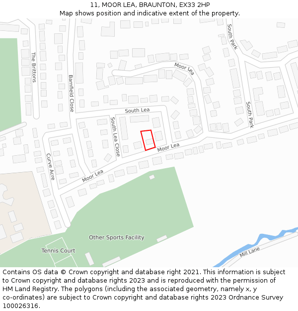 11, MOOR LEA, BRAUNTON, EX33 2HP: Location map and indicative extent of plot
