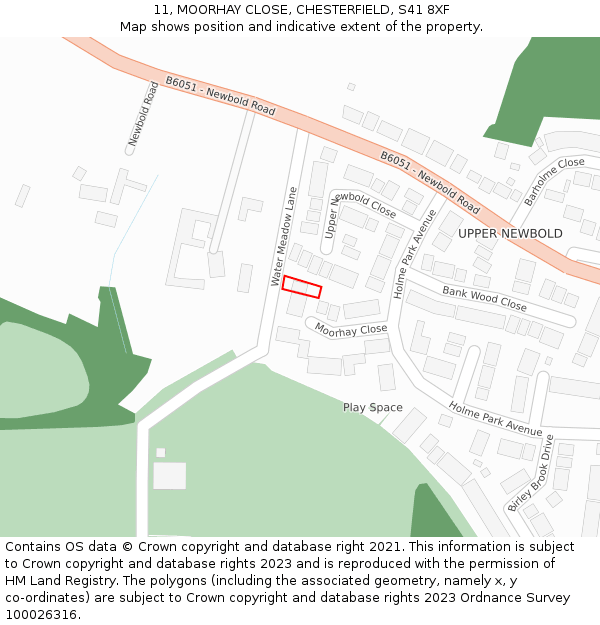 11, MOORHAY CLOSE, CHESTERFIELD, S41 8XF: Location map and indicative extent of plot