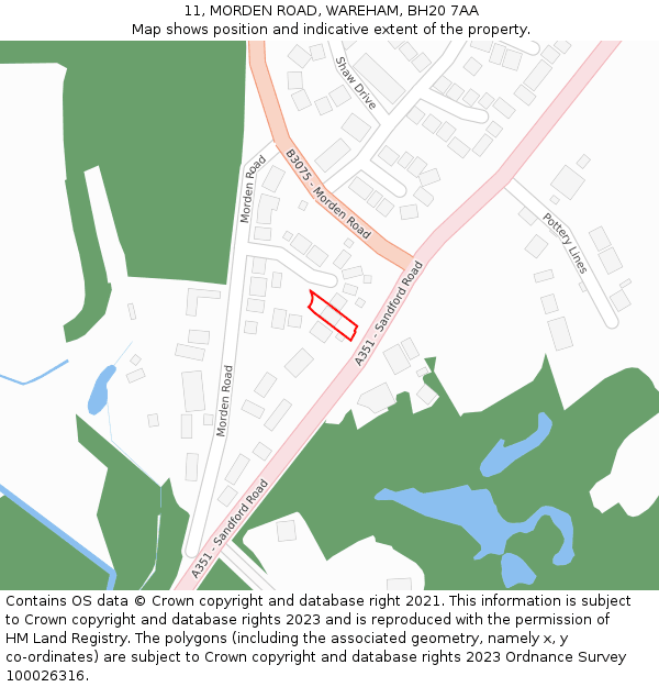 11, MORDEN ROAD, WAREHAM, BH20 7AA: Location map and indicative extent of plot