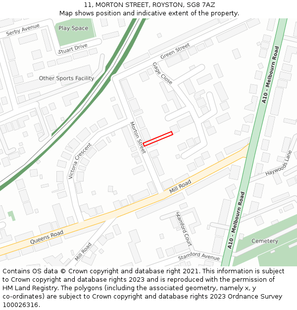 11, MORTON STREET, ROYSTON, SG8 7AZ: Location map and indicative extent of plot